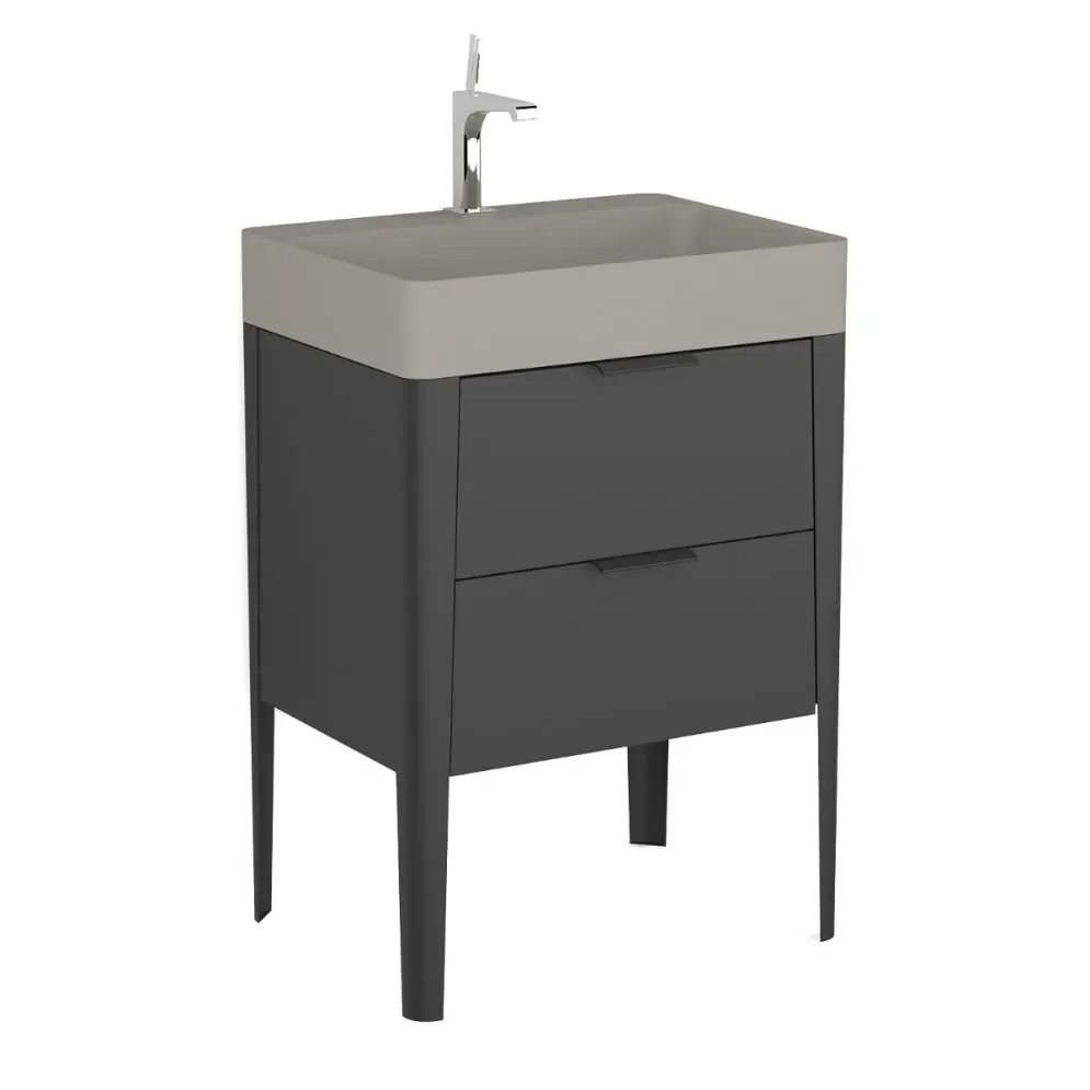 Stojąca szafka pod umywalkę meblową VIBE 60 cm czarna mat z szufladami| MIRAT  kolekcja VIBE