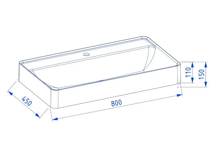 Umywalka meblowa kwarcowa VIBE 80 cm beton mat bez otworu | MIRAT