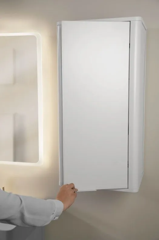 Szafka łazienkowa jednodrzwiowa VIBE 40 cm biało-szara półmat | MIRAT  kolekcja VIBE