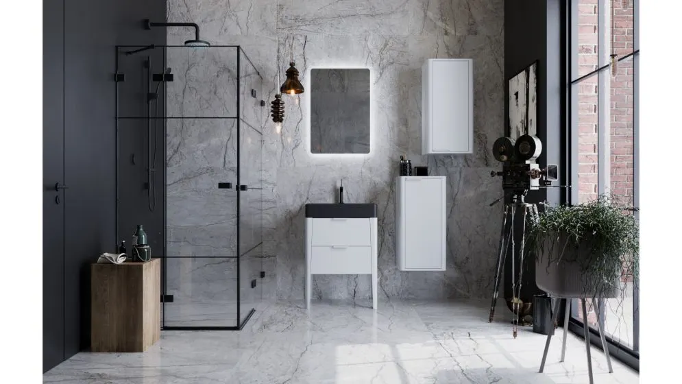 Umywalka meblowa kwarcowa VIBE 80 cm czarna mat z otworem | MIRAT