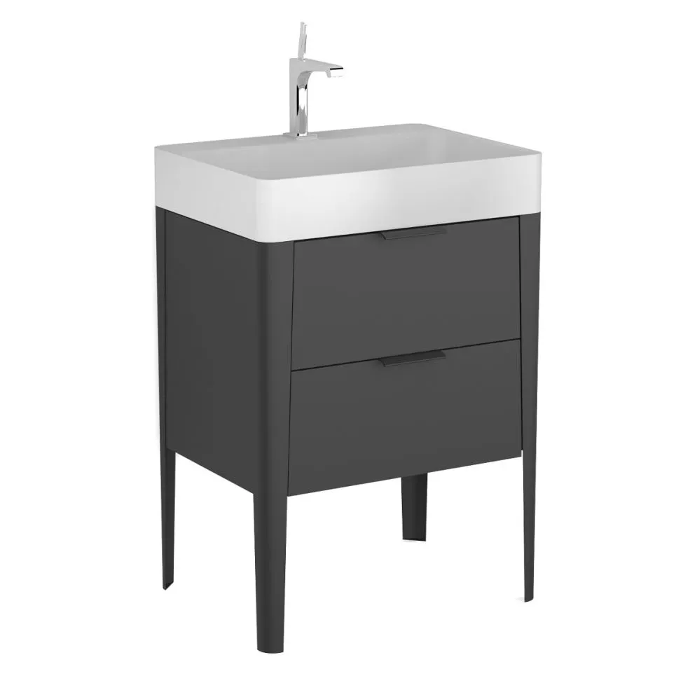 Stojąca szafka pod umywalkę meblową VIBE 60 cm czarna mat z szufladami| MIRAT  kolekcja VIBE