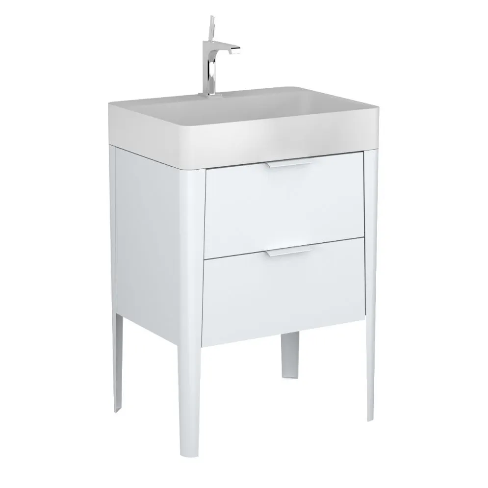 Stojąca szafka pod umywalkę meblową VIBE 60 cm biało-szara półmat z cichym domykiem | MIRAT  kolekcja VIBE