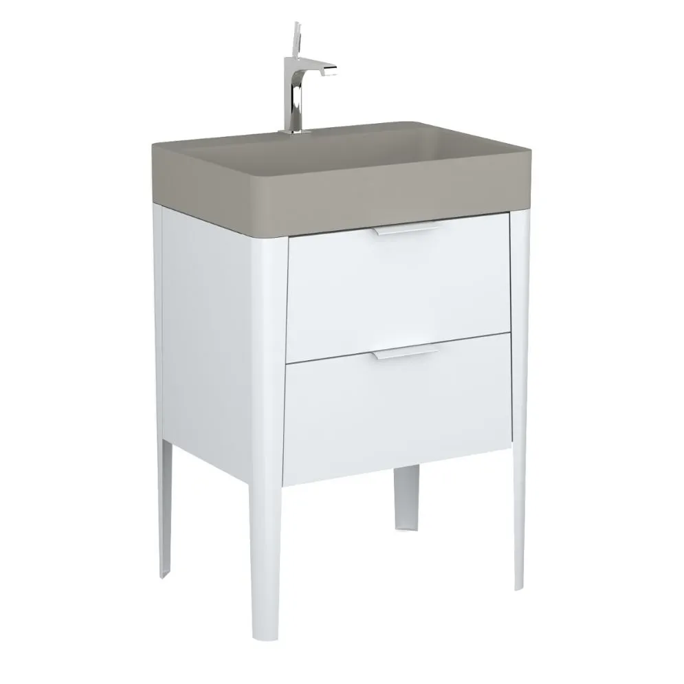 Stojąca szafka pod umywalkę meblową VIBE 60 cm biało-szara półmat z cichym domykiem | MIRAT  kolekcja VIBE