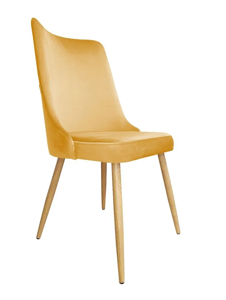 Krzesło CYPRIAN 2 VELVET musztardowe/curry/dąb do salonu | MIRAT. w stylu GLAMOUR kolekcja