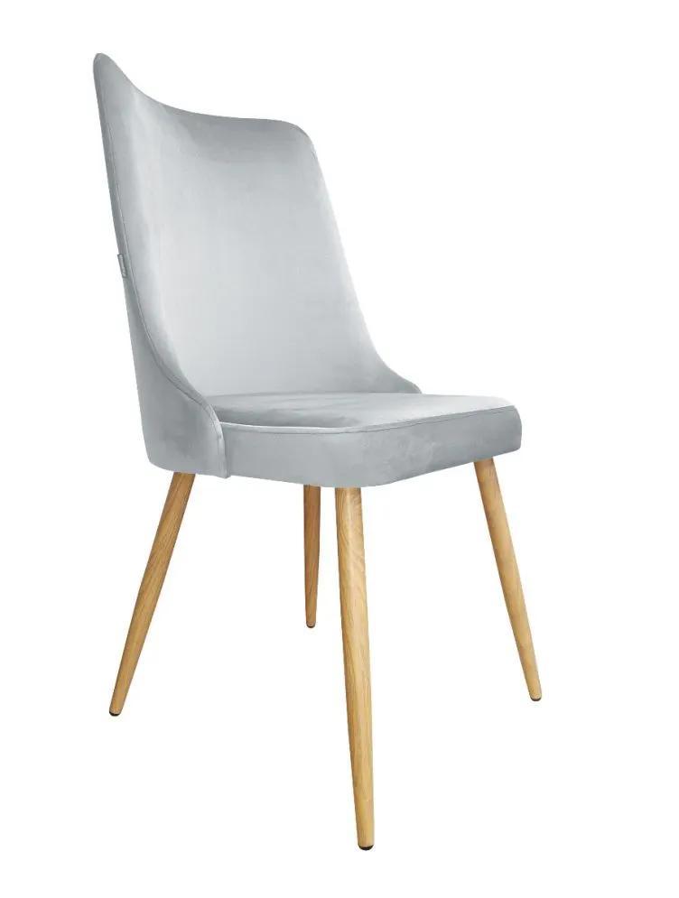 Krzesło CYPRIAN 2 VELVET jasno szare/dąb do salonu | MIRAT. w stylu GLAMOUR kolekcja