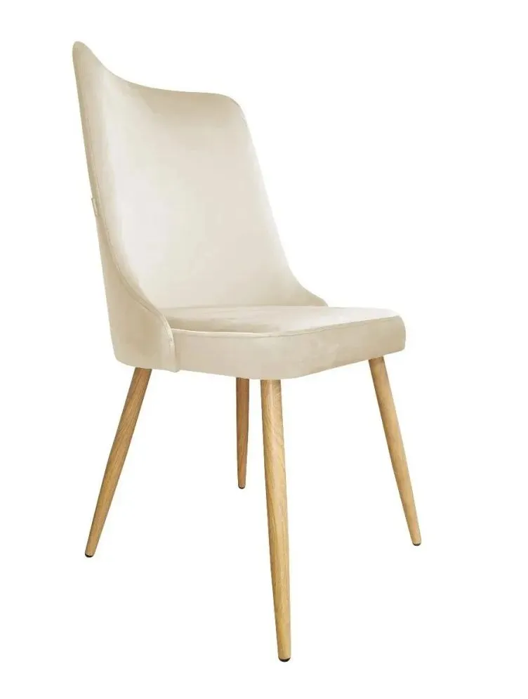 Krzesło CYPRIAN 2 VELVET ecru/dąb powystawowe I sklep meblowy MIRAT. styl SKANDYNAWSKI