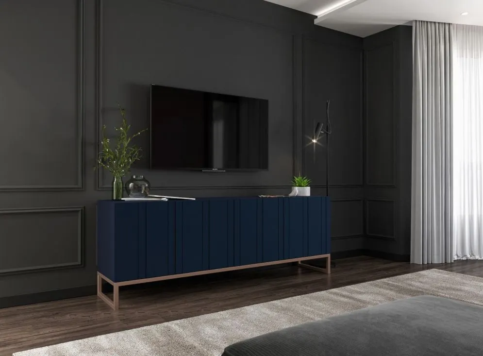 Szafka RTV TAL 150 granatowa mat MEBLE LINDNER | MIRAT. w stylu GLAMOUR, LOFT kolekcja TAL