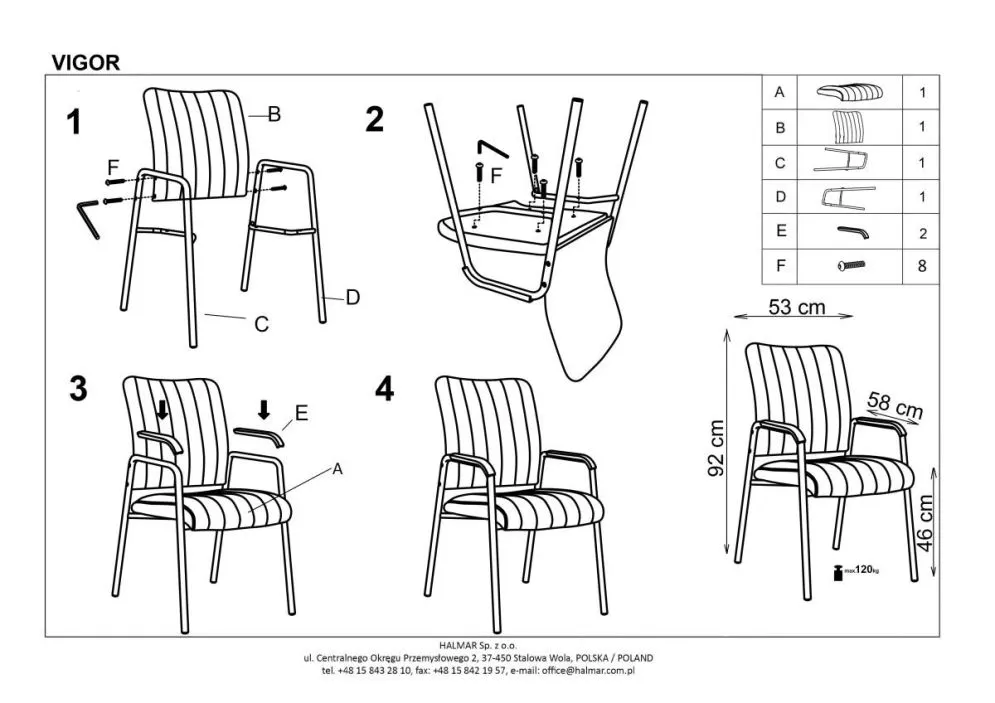 Instrukcja montażu krzesła biurowego VIGOR