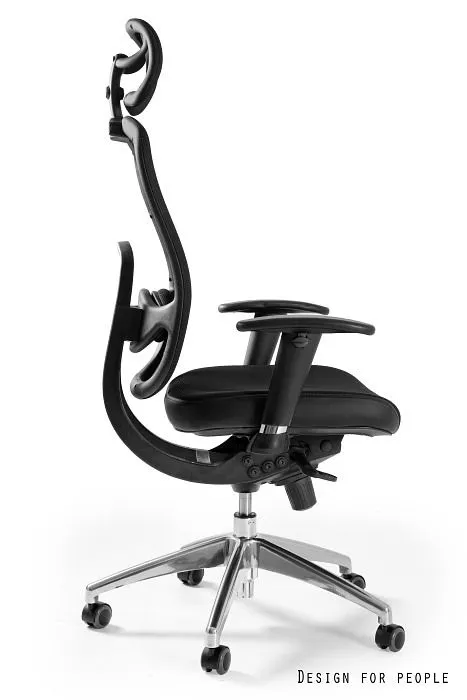 Fotel biurowy VIP czarny z obrotowym siedziskiem zagłówkiem i podłokietnikami | MIRAT. w stylu  kolekcja