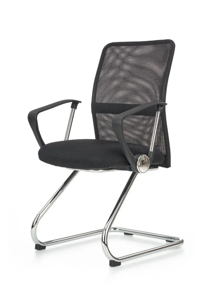 Fotel biurowy VIRE SKID czarny z oparciem z siatki | MIRAT.