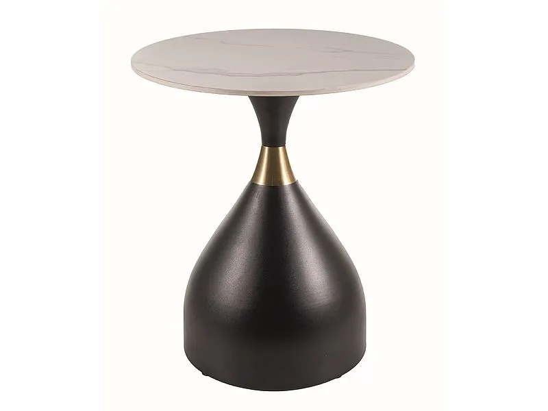 Ława VIRGO 50x50 biały marmur/czarny mat z ceramicznym blatem I sklep meblowy MIRAT. styl GLAMOUR, LOFT