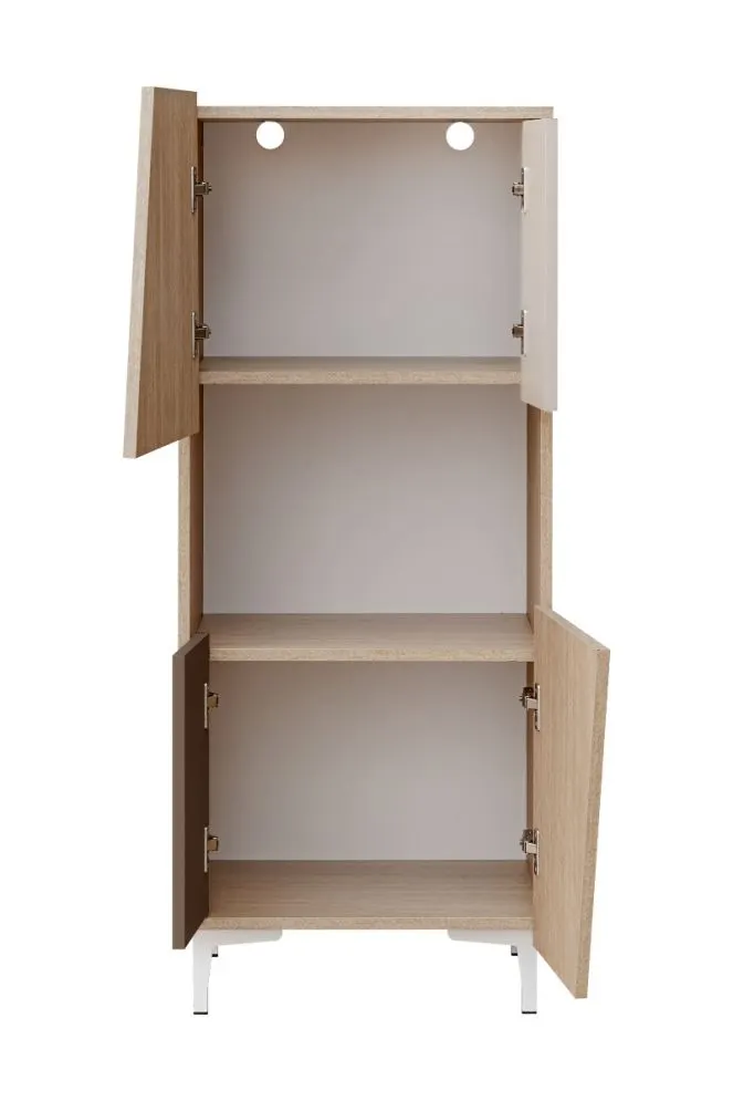 Witryna niska VISTE dąb/beżowa do salonu I sklep meblowy MIRAT. styl SKANDYNAWSKI kolekcja VISTE