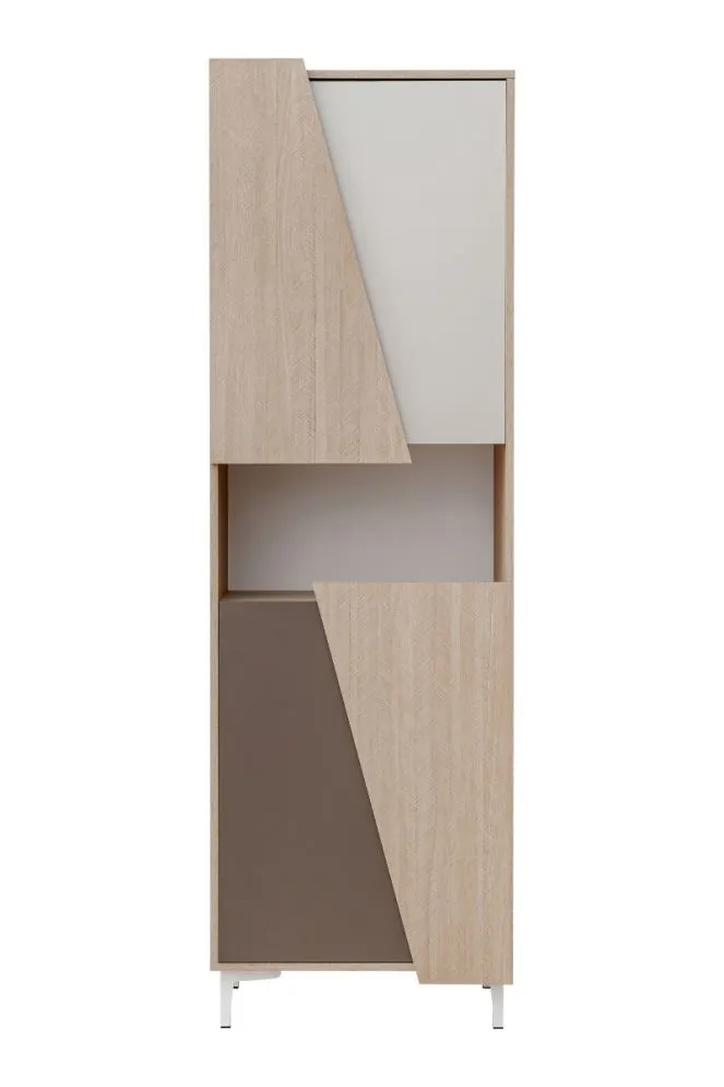Witryna wysoka VISTE dąb/beżowa nowoczesna I sklep meblowy MIRAT. styl SKANDYNAWSKI kolekcja VISTE