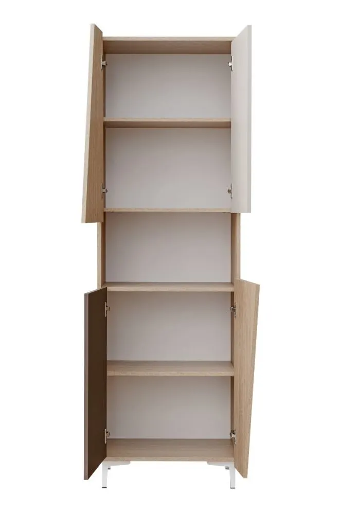 Witryna wysoka VISTE dąb/beżowa nowoczesna I sklep meblowy MIRAT. styl SKANDYNAWSKI kolekcja VISTE