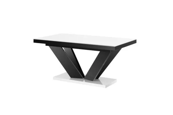 Stół VIVA 2 biały połysk/czarny połysk rozkładany do salonu | MIRAT. w stylu  kolekcja