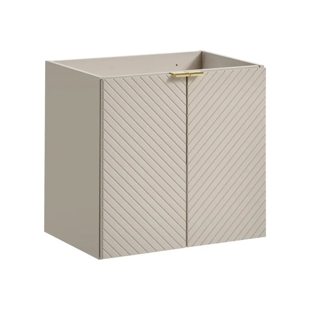 Szafka pod umywalkę nablatową VIVA CASHMERE 2D 60cmx2 kaszmirowy mat - zestaw 140cm z regałem I sklep meblowy MIRAT. styl GLAMOUR, RYFLOWANY kolekcja VIVA