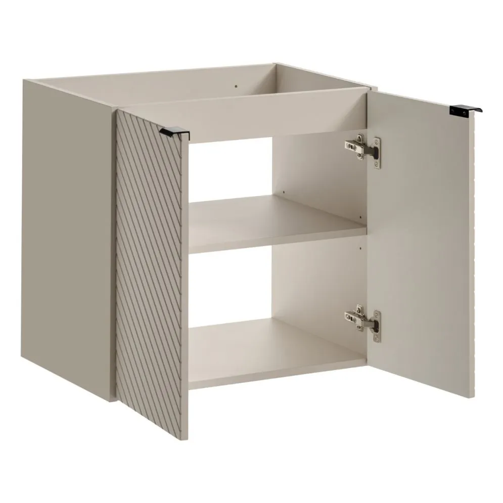 Szafka pod umywalkę nablatową VIVA CASHMERE 2D 60cmx2 kaszmirowy mat - zestaw 140cm z regałem I sklep meblowy MIRAT. styl GLAMOUR, RYFLOWANY kolekcja VIVA