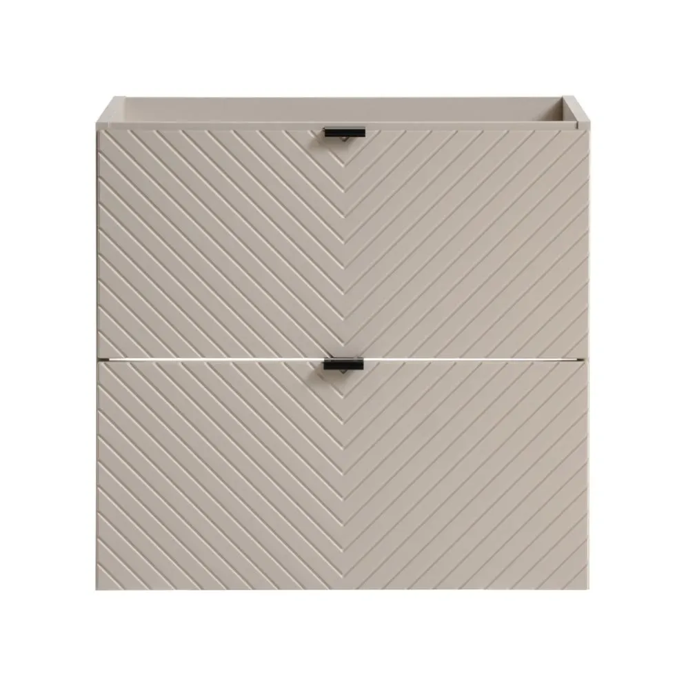 Szafka pod umywalkę nablatową VIVA CASHMERE 2S 60cmx2 kaszmirowy mat - zestaw 140cm z regałem I sklep meblowy MIRAT. styl GLAMOUR, RYFLOWANY