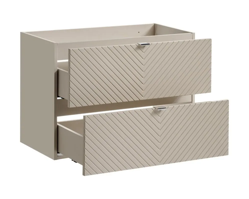 Szafka pod umywalkę VIVA CASHMERE 2S 80cm kaszmirowy mat I sklep meblowy MIRAT. styl GLAMOUR, RYFLOWANY
