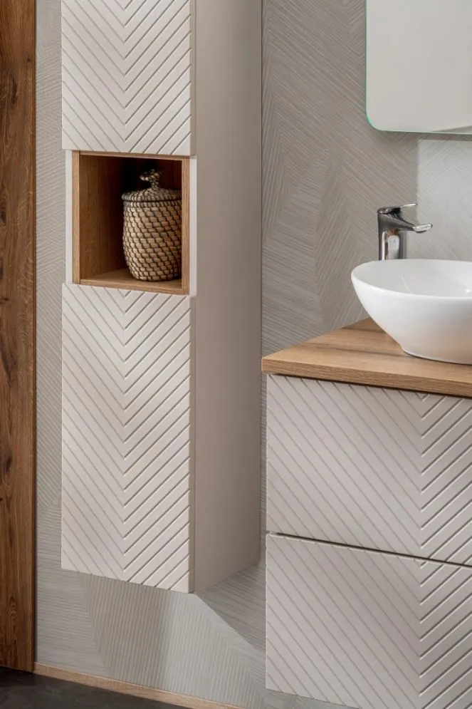 Szafka pod umywalkę VIVA CASHMERE 2S 60cm kaszmirowy mat I sklep meblowy MIRAT. styl GLAMOUR, RYFLOWANY