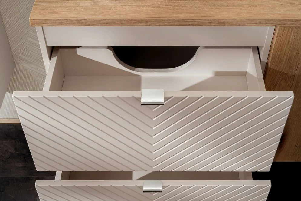 Szafka pod umywalkę VIVA CASHMERE 2S 60cm kaszmirowy mat I sklep meblowy MIRAT. styl GLAMOUR, RYFLOWANY