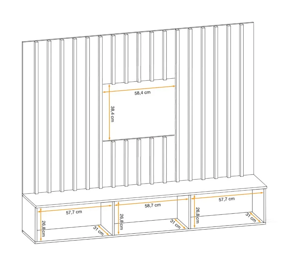 Szafka RTV VERTI hickory jackson + panel ścienny z lamelami I sklep meblowy MIRAT.  kolekcja VERTI