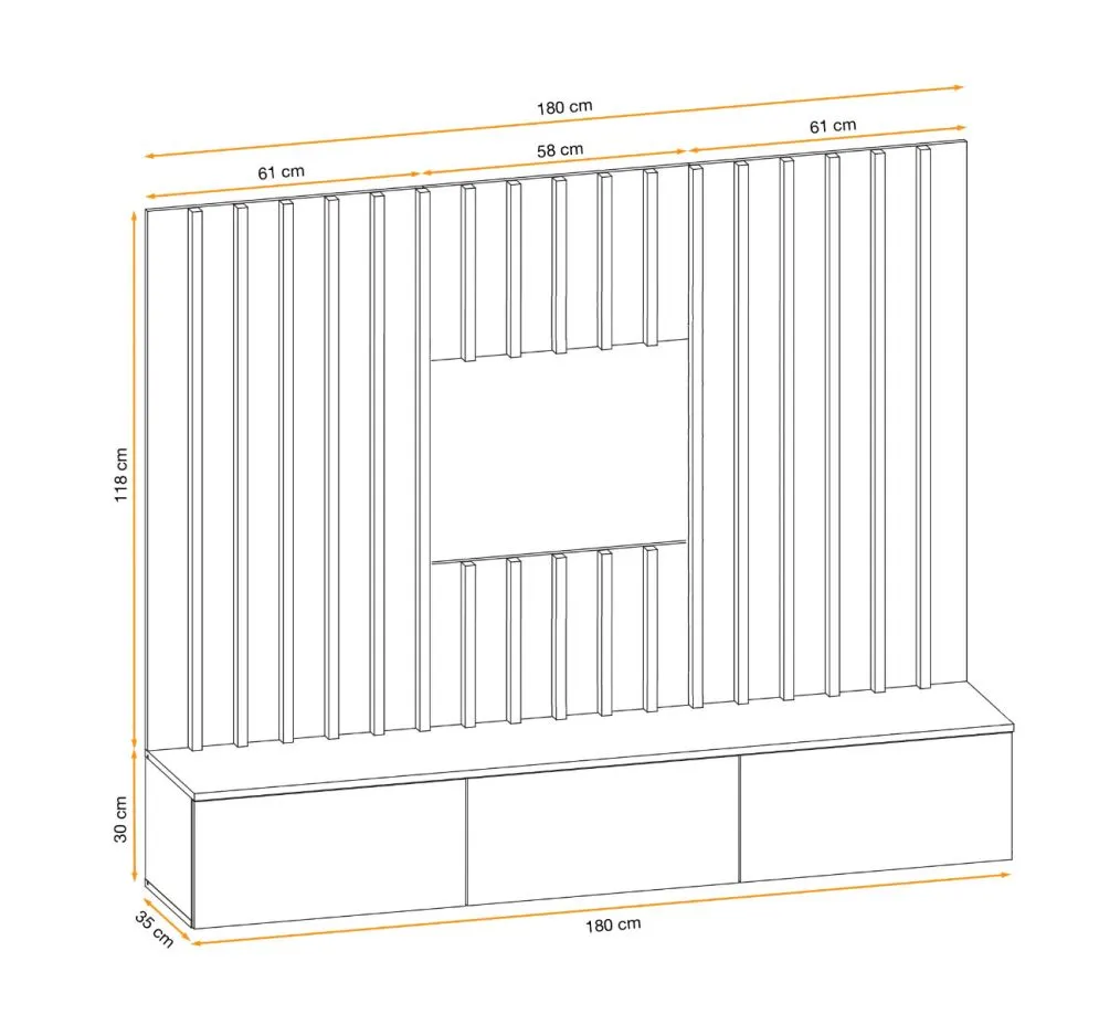 Szafka RTV VERTI hickory jackson + panel ścienny z lamelami I sklep meblowy MIRAT.  kolekcja VERTI