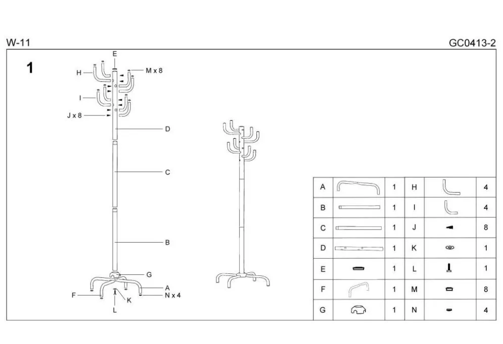 Nowoczesny wieszak W11 czarny stojący | MIRAT.