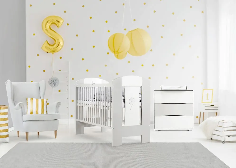 Łóżeczko dziecięce PATI 120x60 białe/szare drewniane I sklep meblowy MIRAT. styl SKANDYNAWSKI