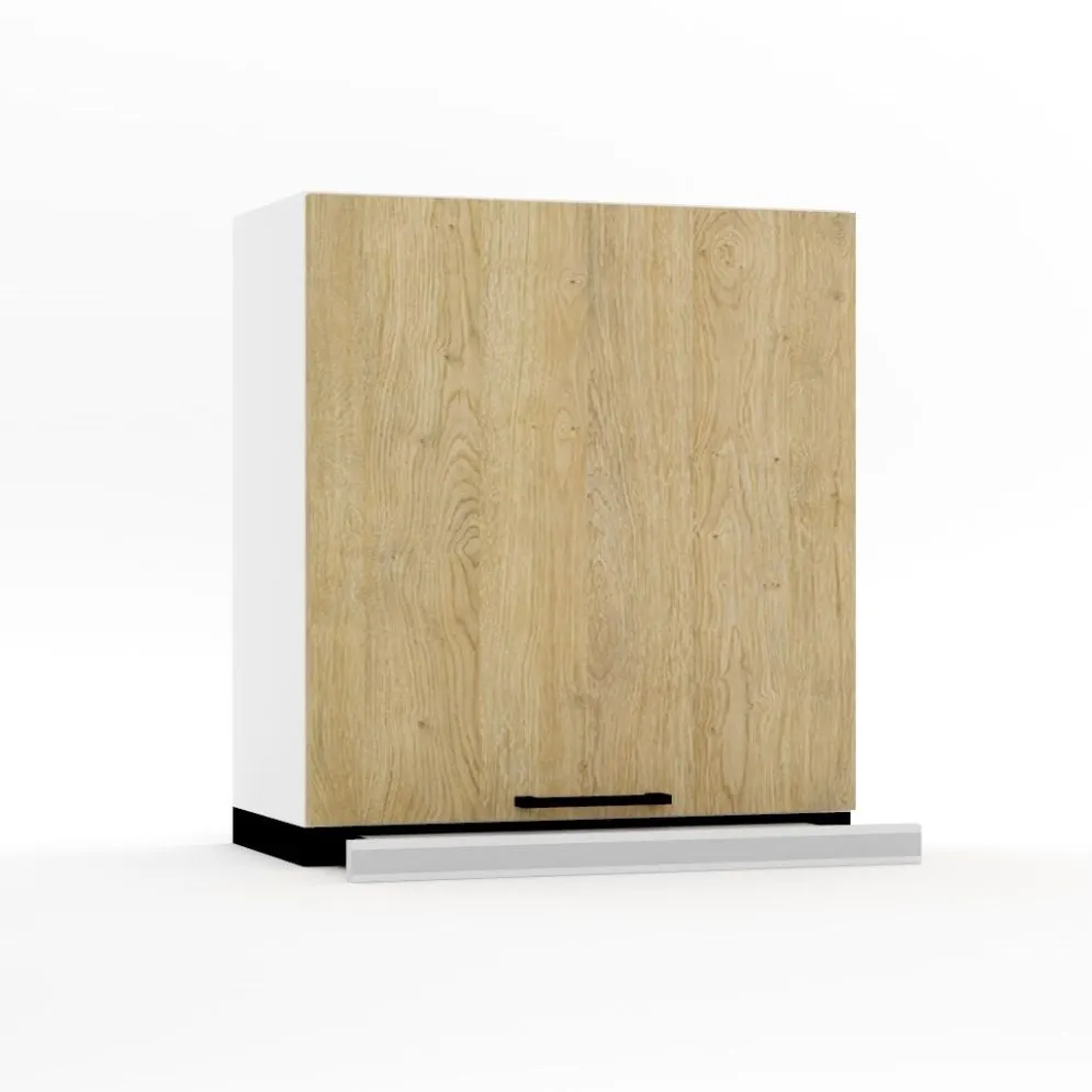 Górna szafka kuchenna z okapem 60 DENIS W60 SLIM/68 P/L dąb london/srebrna | MIRAT.  kolekcja DENIS