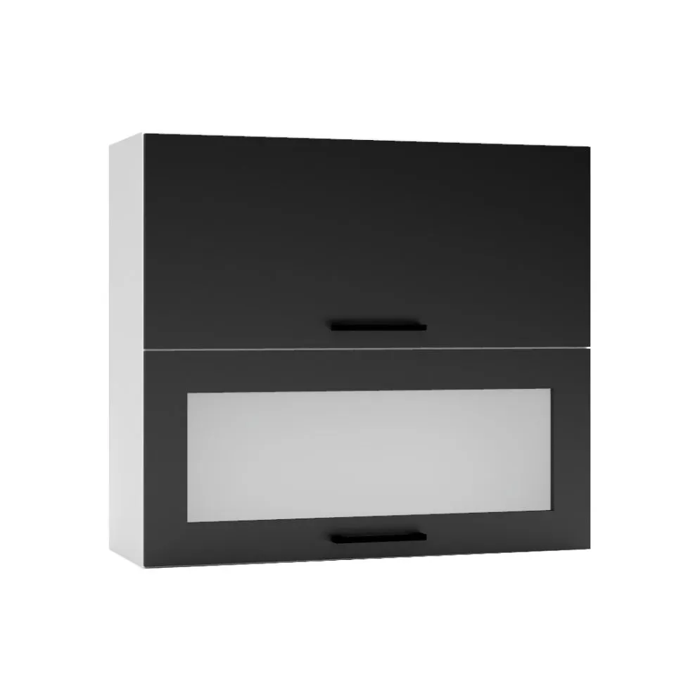 Dwudrzwiowa szafka kuchenna wisząca 80 DENIS W80 GRF/2 SD czarna mat I MIRAT. kolekcja DENIS