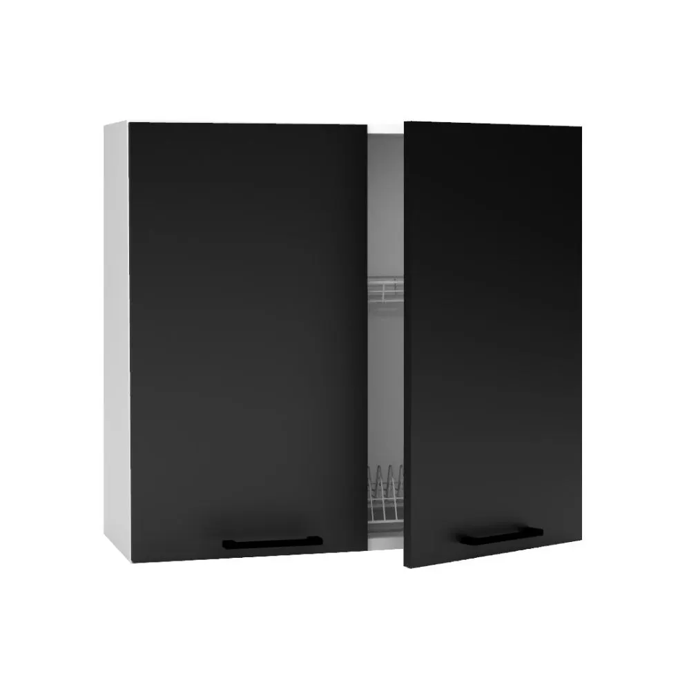 Solidna szafka kuchenna wisząca z ociekaczem 80 DENIS W80 SU czarny mat I MIRAT. kolekcja DENIS