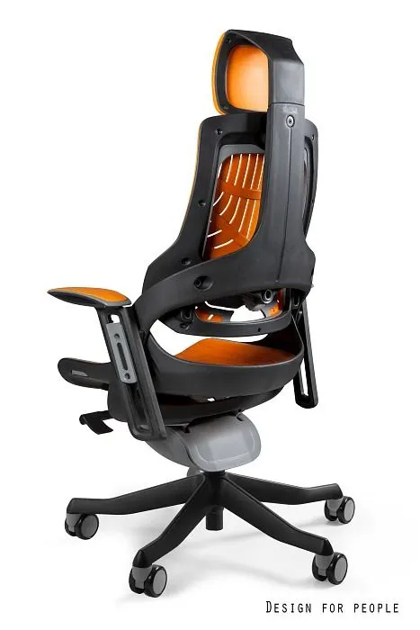Fotel biurowy WAU czarny/pomarańczowy elastomer komputerowy | MIRAT.
