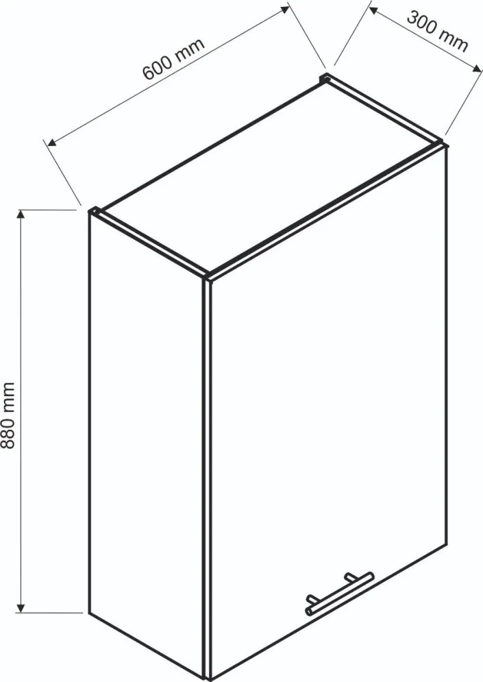 Jednodrzwiowa szafka kuchenna wisząca z okapem 60 DENIS W60 SLIM/88 P/L szara/czarna I MIRAT. kolekcja DENIS