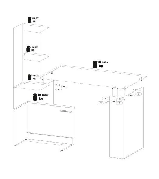 Biurko komputerowe MISO dąb artisan/grafitowe z regałem I sklep meblowy MIRAT.