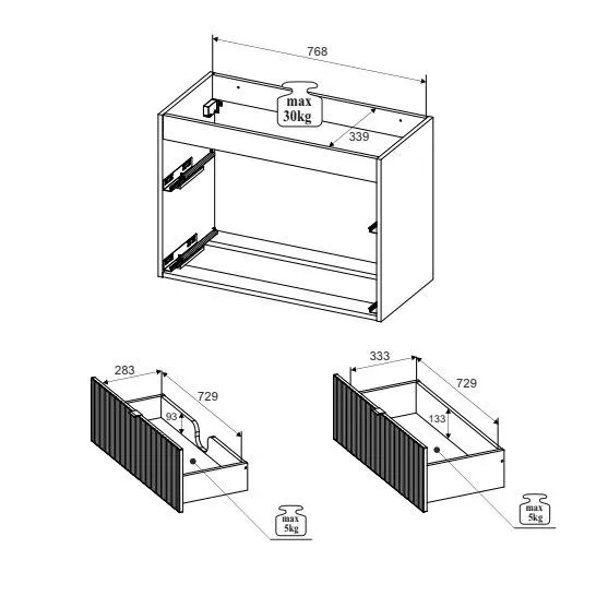 Szafka pod umywalkę LINE REED GREEN D 82-80-2S zielona wisząca I sklep meblowy MIRAT. styl RYFLOWANY