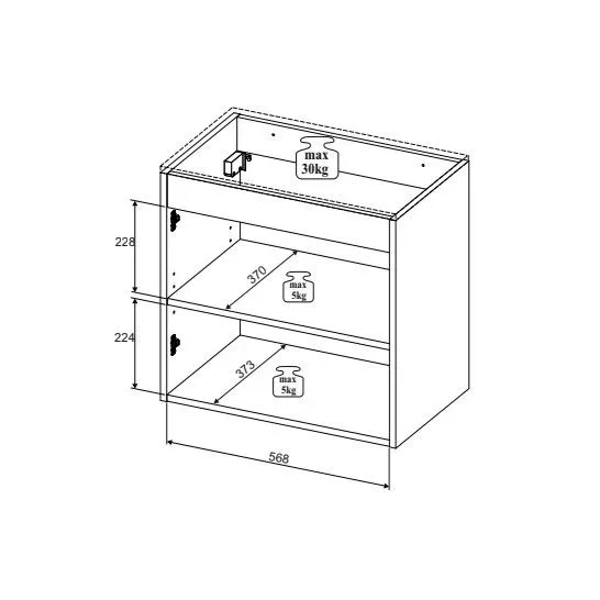 Szafka pod umywalkę LINE REED GREEN D 82-60-2D zielona szałwiowa I sklep meblowy MIRAT. styl RYFLOWANY