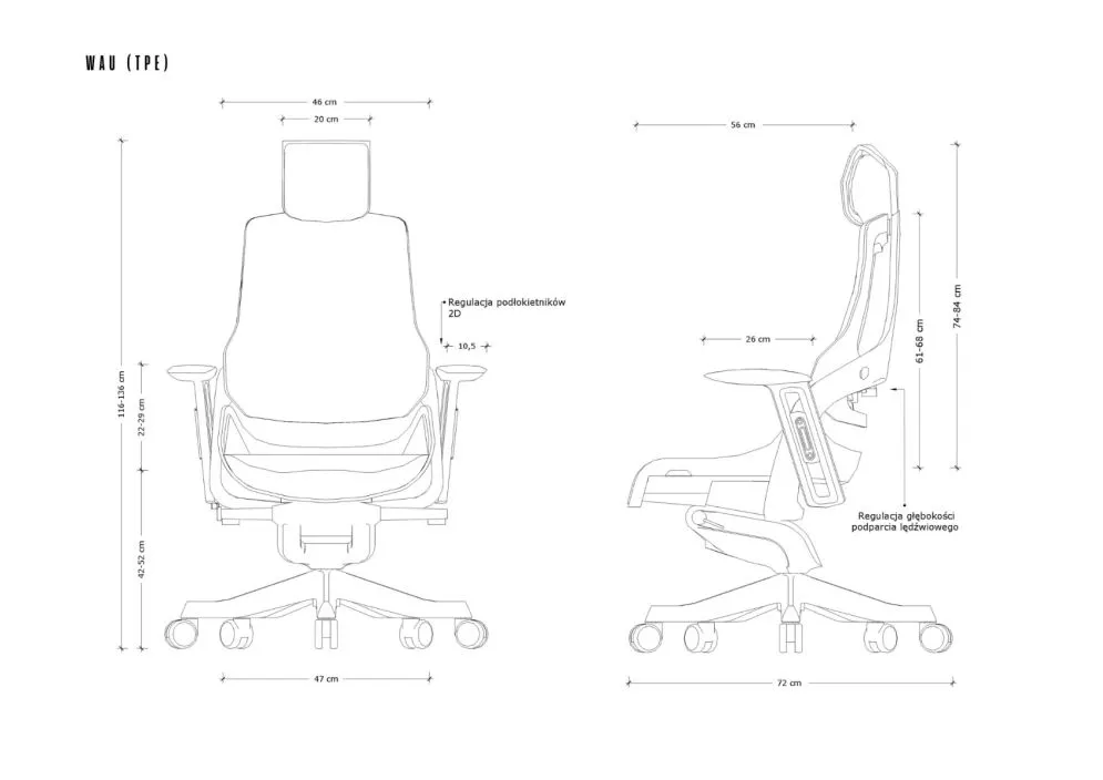 Fotel biurowy WAU czarny/pomarańczowy elastomer komputerowy | MIRAT.