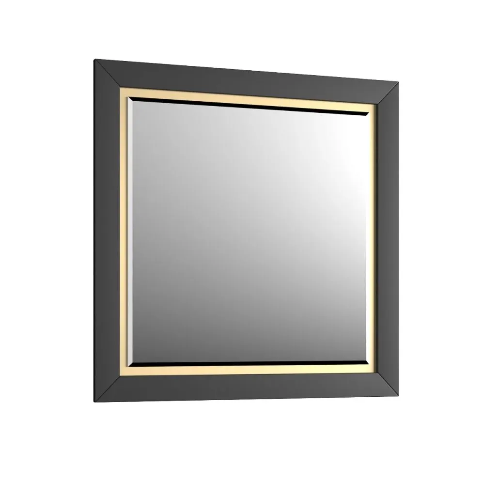 Lustro łazienkowe CHIC 80x80 cm w czarnej ramie glamour| MIRAT kolekcja CHIC