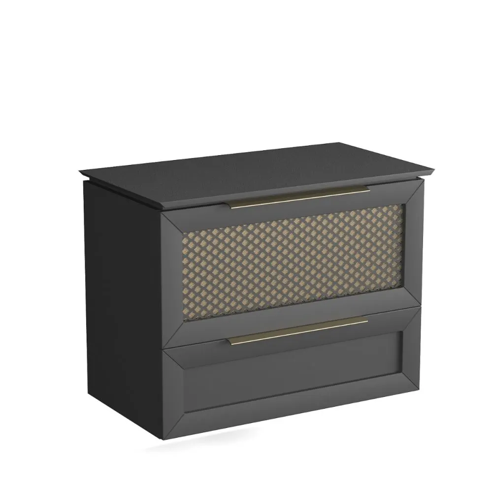 Wisząca szafka pod umywalkę CHIC 100 cm biała półmat ze złotymi dodatkami | MIRAT