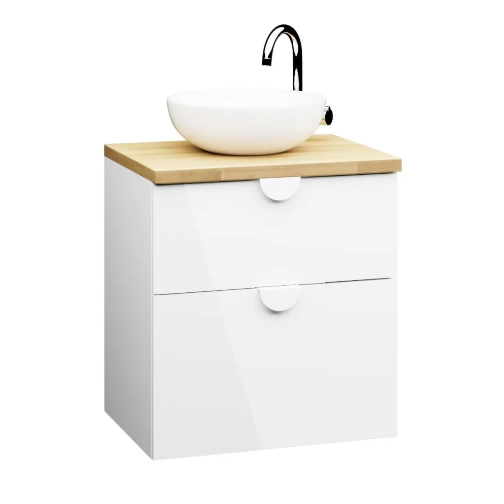 Szafka pod umywalkę COCO 60 cm biała połysk z organizerem | MIRAT  kolekcja COCO