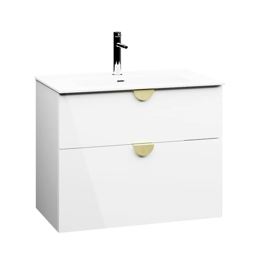 Szafka pod umywalkę COCO 80 cm biała połysk z cichym domykiem | MIRAT kolekcja COCO