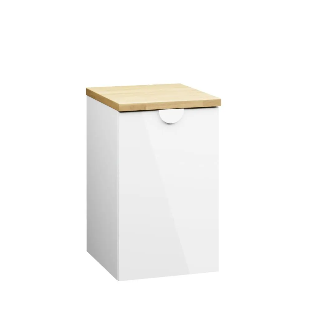 Szafka łazienkowa niska COCO 40 cm biała połysk z koszem na pranie | MIRAT  kolekcja COCO