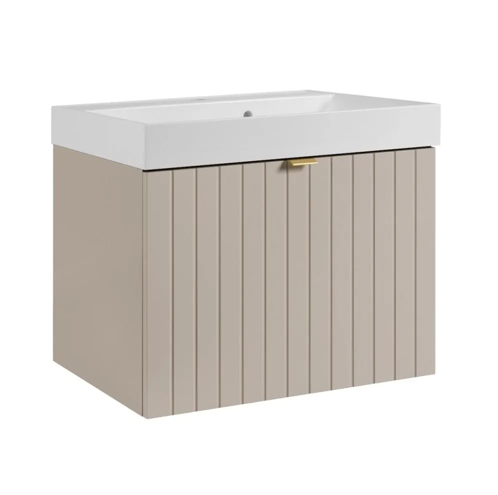 Szafka pod umywalkę HARMO 60 cm kaszmirowa półmat ryflowana | MIRAT kolekcja HARMO