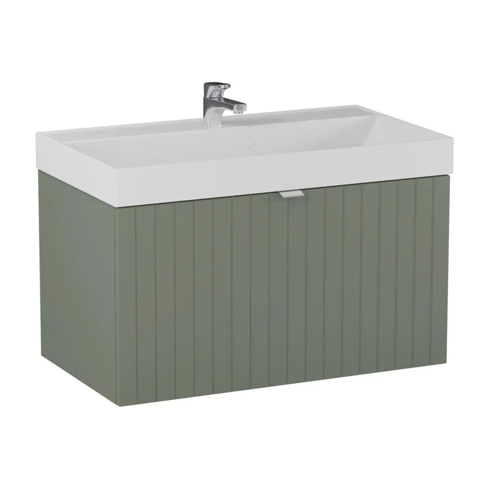 Szafka pod umywalkę HARMO 80 cm szaro-zielona półmat z cichym domykiem | MIRAT  kolekcja HARMO