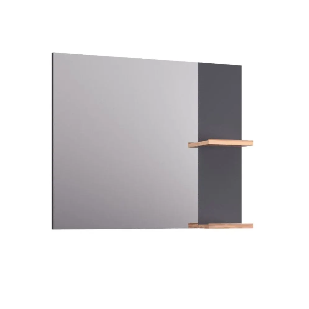 Lustro łazienkowe L-WOOD 79 cm antracyt z półkami dąb castello | MIRAT  kolekcja L-WOOD
