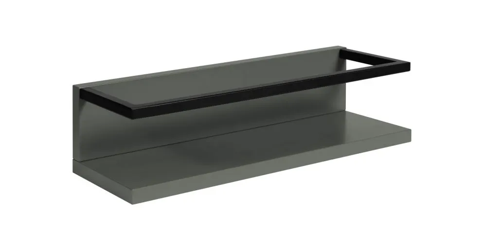 Półka łazienkowa z wieszakiem na ręcznik LOV 40 cm szaro-zielona półmat | MIRAT kolekcja LOV