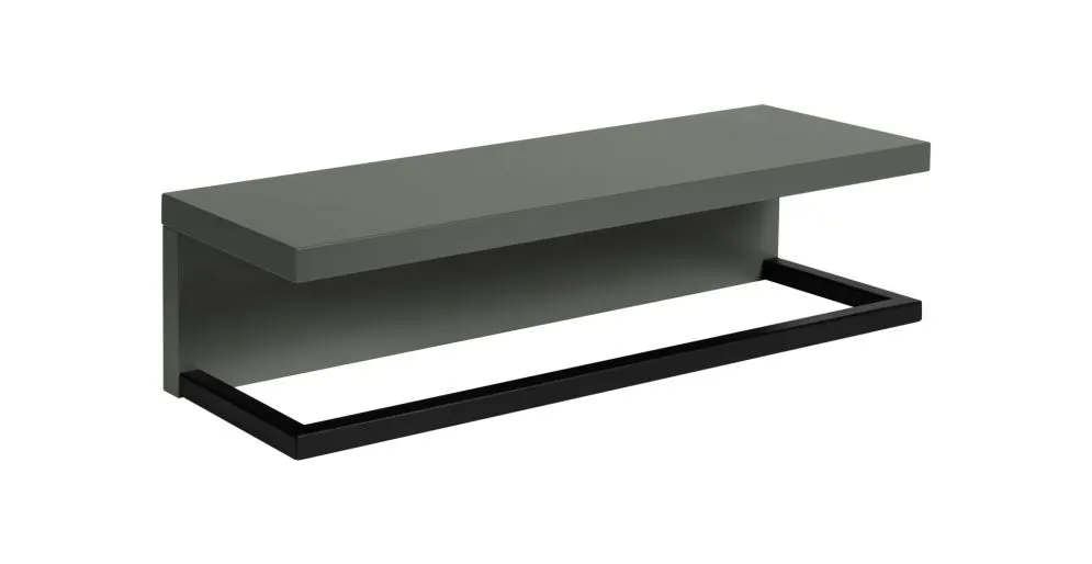 Półka łazienkowa z wieszakiem na ręcznik LOV 40 cm szaro-zielona półmat | MIRAT kolekcja LOV