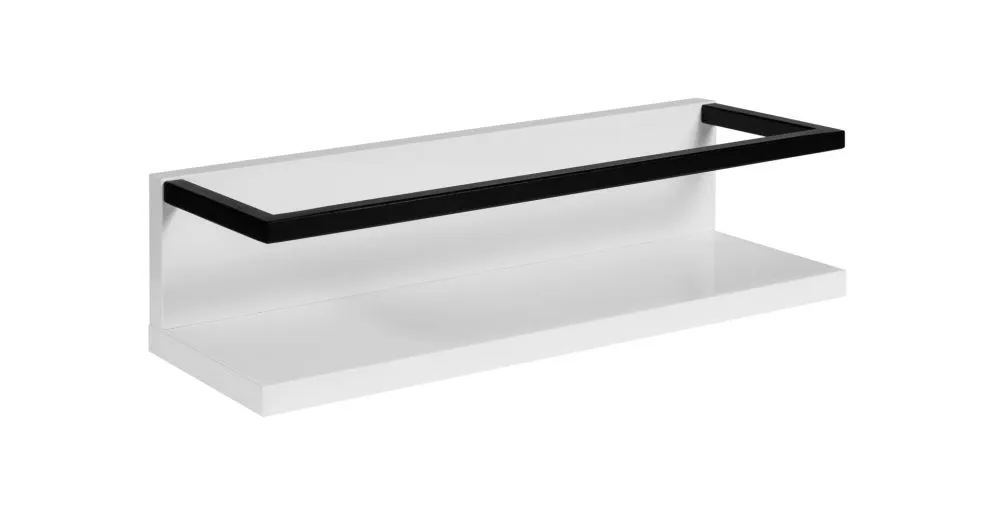 Półka łazienkowa z wieszakiem na ręcznik LOV 40 cm biała połysk lakierowana | MIRAT