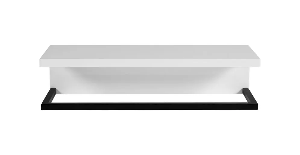 Półka łazienkowa z wieszakiem na ręcznik LOV 40 cm biała połysk lakierowana | MIRAT